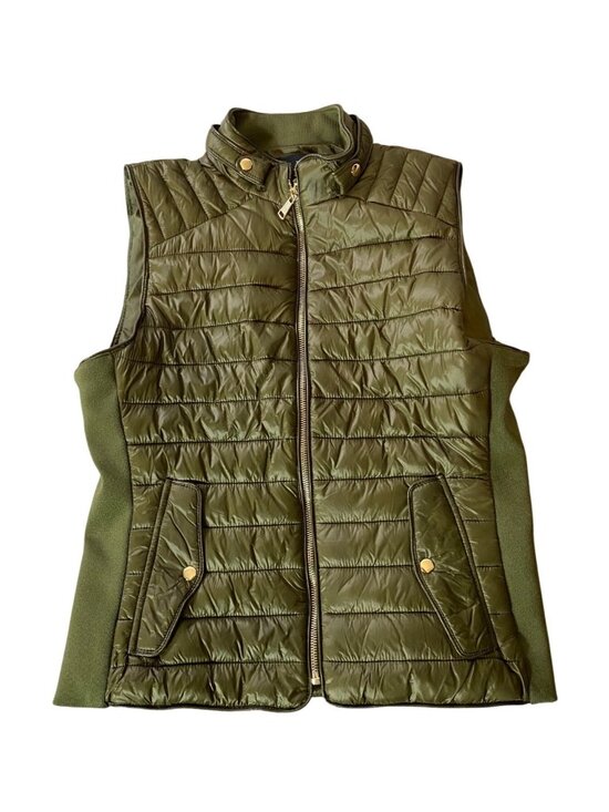 Love Tree Jackets & Blazers - Love Tree Olive Green Quilted Puffer Vest Zip Front & Snap Pockets Large
